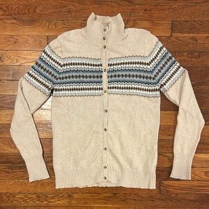 Eddie Bauer Cream Fairisle Button Down Sweater